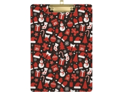 Prancheta Vermelha com Decoração Natalina e de Ano Novo em Acrílico. 31,8 X 22,9 0,3 Cm Durável Resistente