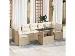 Vidaxl Conjunto De Sofá De Jardim 8 Unid. Bege Rattan Sintético