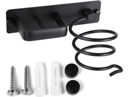 Suporte De Alumínio Preto Para Secador Cabelo, Chapinha Com Organizador Cabos, Parede Chapinha, Escova Cabelo Banheiro E Quarto.