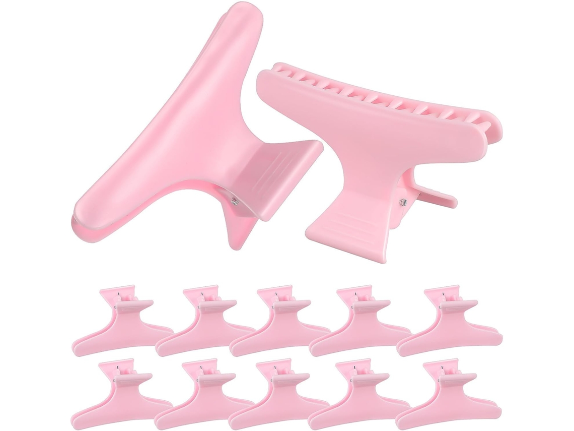 12 elegantes presilhas de cabelo de plástico rosa para penteados
