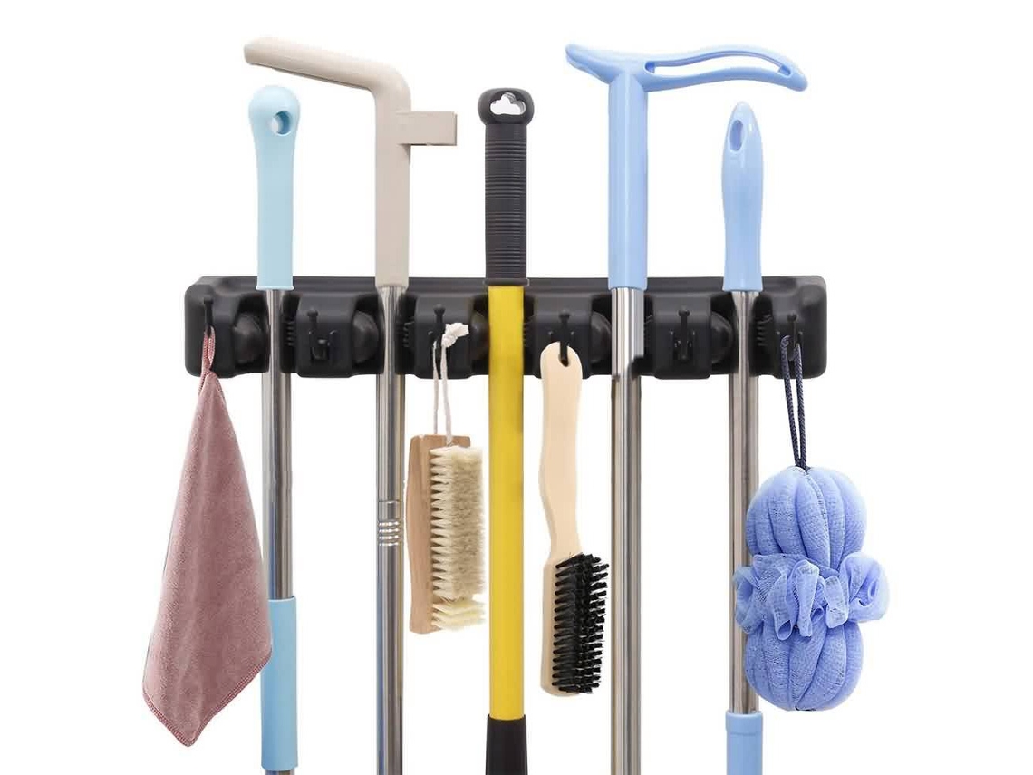 Suporte Para Vassoura, Suporte Para Esfregão, Suporte De Parede Para Escova, Organizador De Utensílios De Cozinha, Preto SUNNY SPACES
