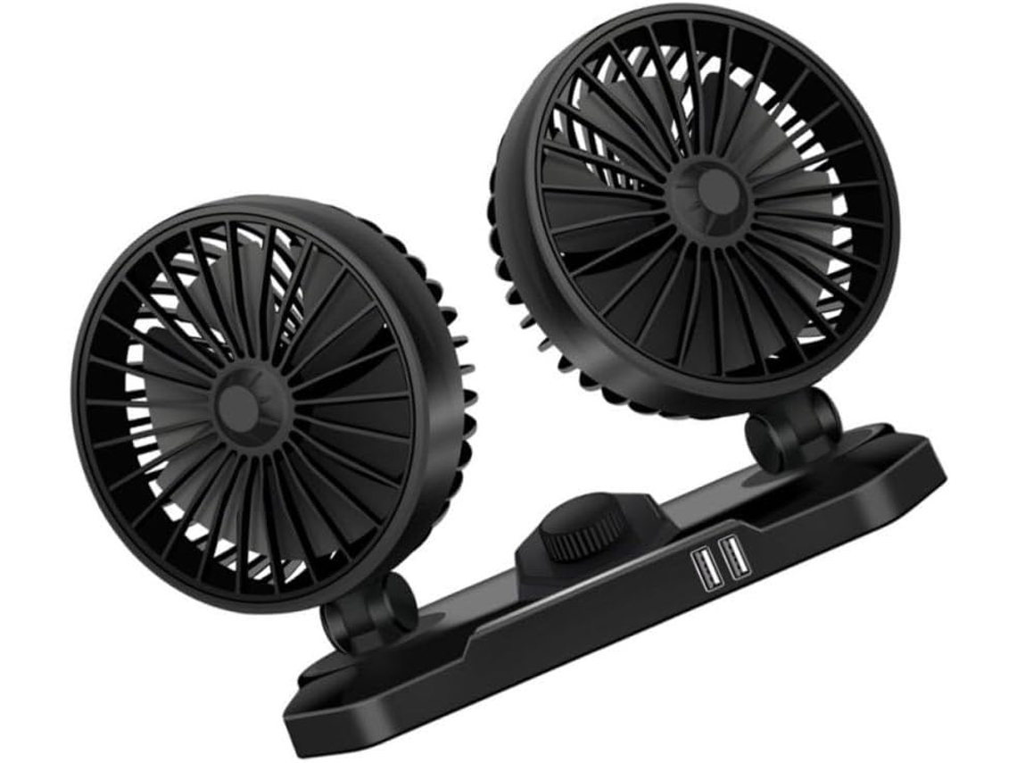 Ventilador Elétrico Automático Artibetter, Ventilador Usb Para Carro, Cabeça Dupla, Duas Portas Usb, Oscilação Ajustável