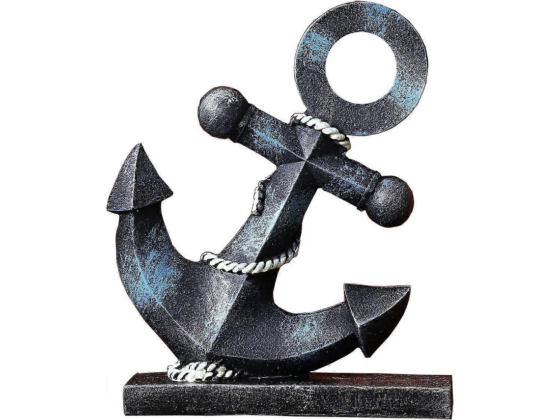 Escultura decorativa Rebe em forma de âncora náutica, modelo costeiro criativo feito de resina sólida para ambientes marítimos e presentes.