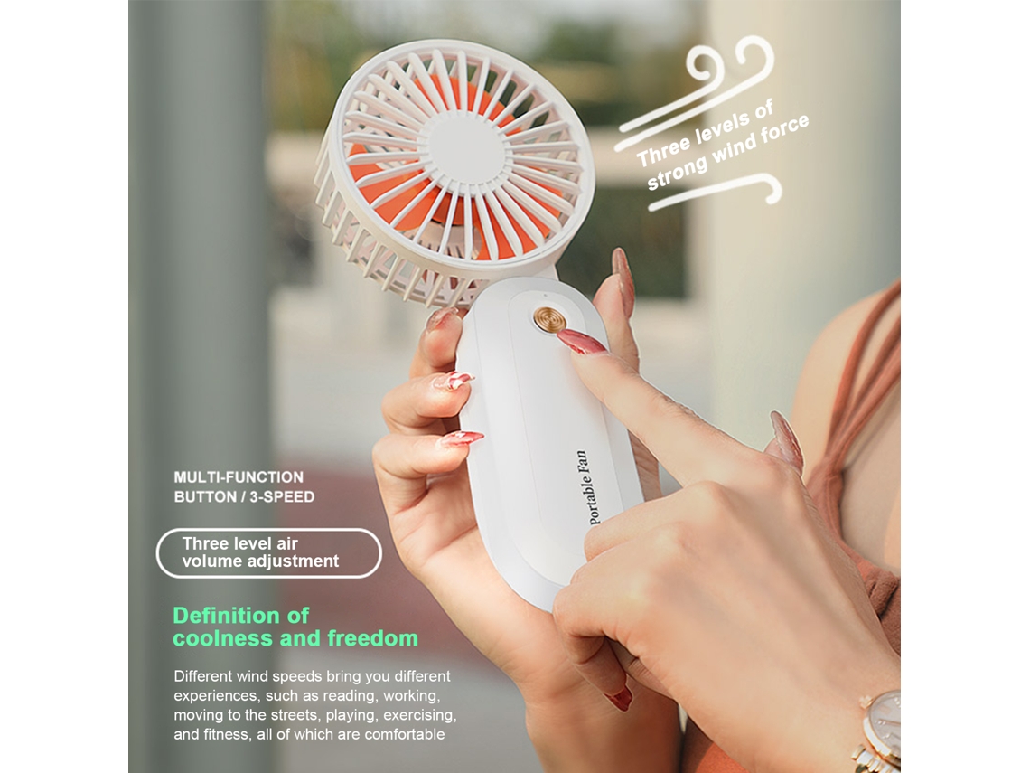 Neck Hanging Mini Desk Handheld Rechargeable 3 Speed Portable Fan