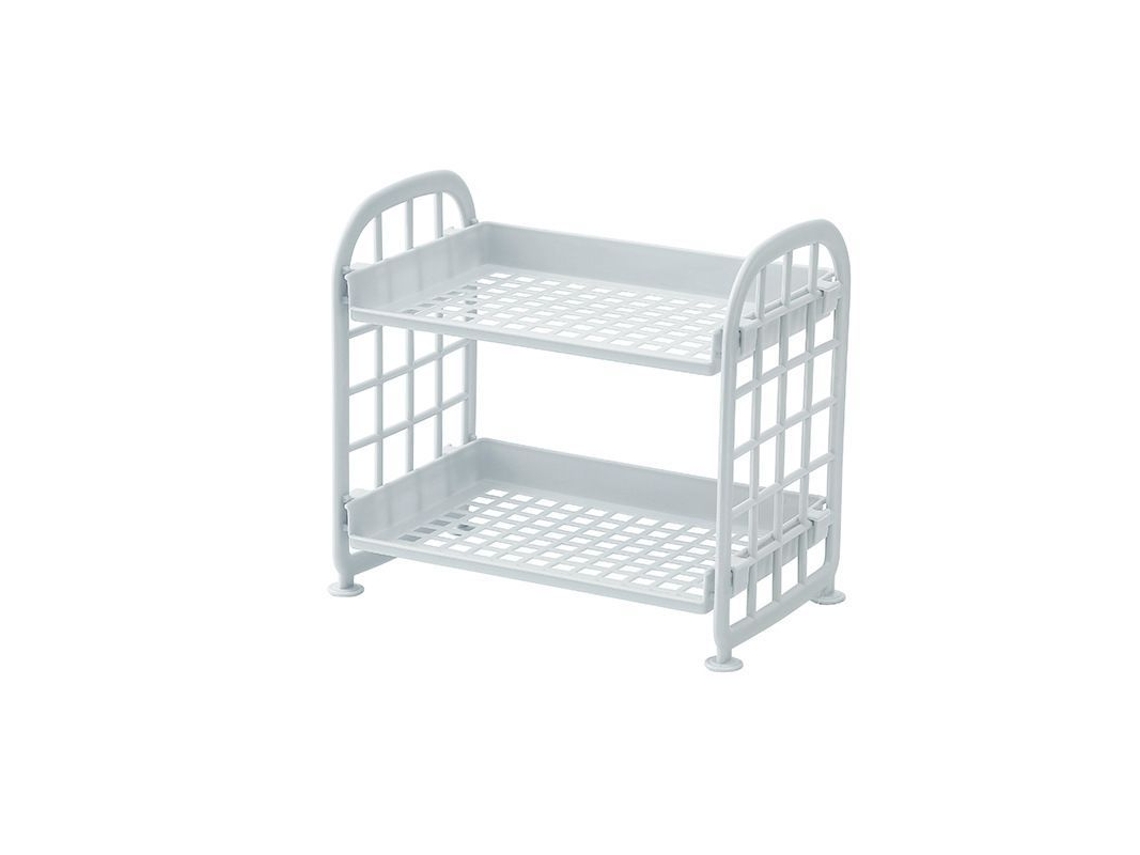 Estante Doble Baño Organizador De Maquillaje Estantes Plegables Almacenaje Cocina Gris