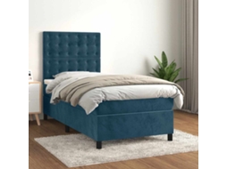 Vidaxl Cama com Molas/colchão 100x200 Cm Veludo Azul escuro