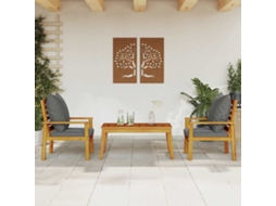 Vidaxl 3 Pcs Conjunto Lounge De Jardim C/ Almofadões Acácia Maciça