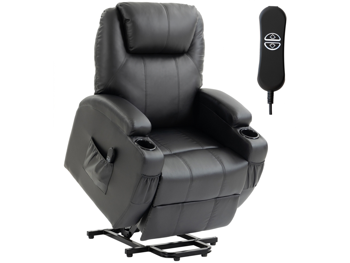 Fauteuil Releveur Elétrico, Cadeirão Relax Elétrico, Apoio De Pés, Fichário Reclinável, Port Usb, 83x95x107cm, Preto