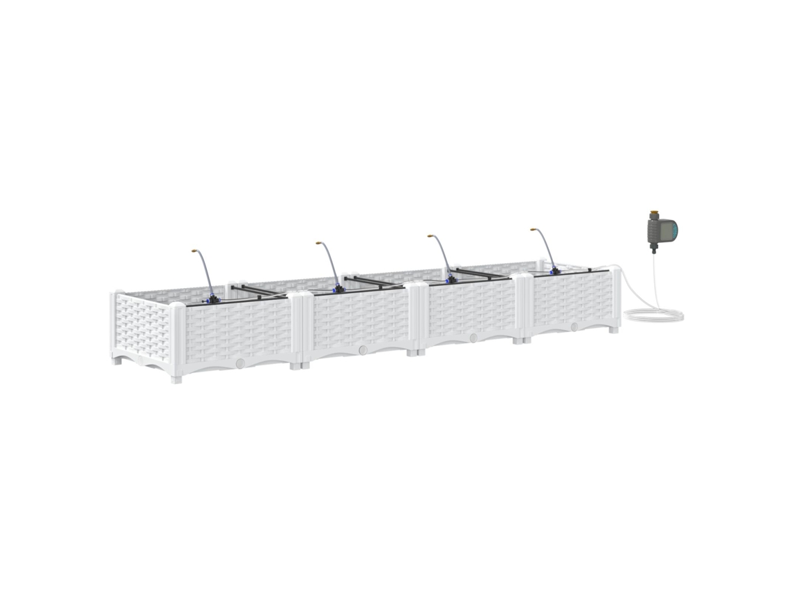 Conjunto 4 Vaso De Jardim Vidaxl Branco Polipropileno (160 X 40 X 22 Cm)