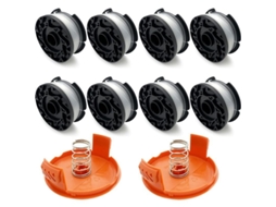 Kit de 8 bobinas de fio para cortador de grama 1.6mm compatível com Black and Decker + 2 tampas e molas Nova LINE S/MARCA