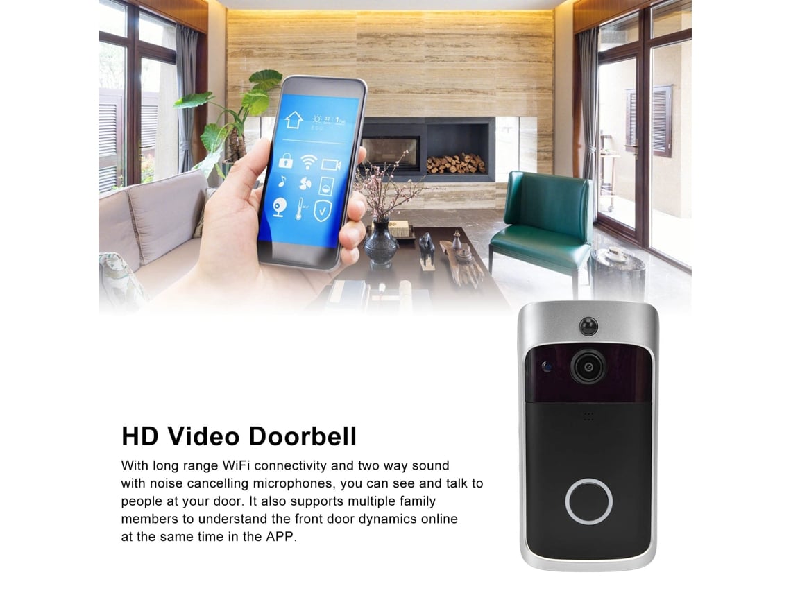Campainha WiFi - campainha de vídeo sem fio com câmera HD e detecção de  movimento para uso doméstico