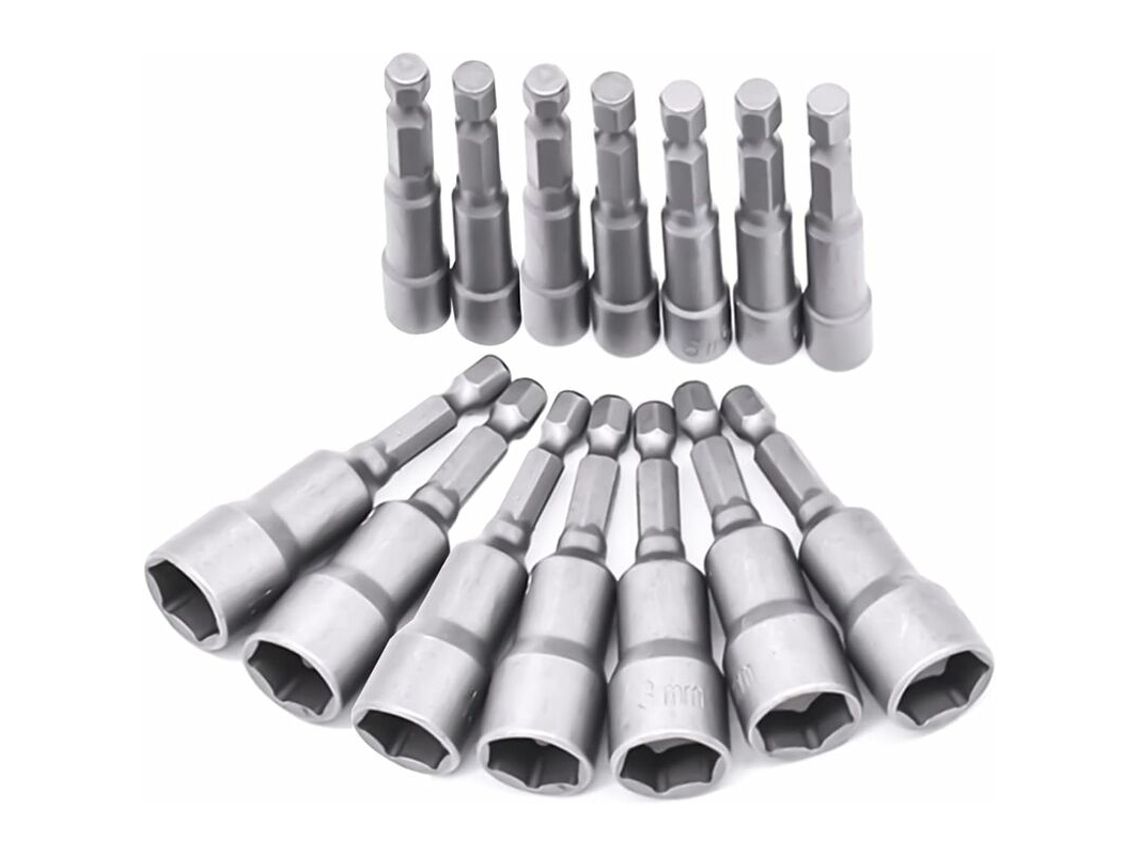 Jogo De Chaves Fenda 14 Peças, 6-19 Mm - Adaptador Bits, Chave Hexagonal Para Furadeira Manual, Impacto, Elétrica, Soquete (aço C -aquaforge
