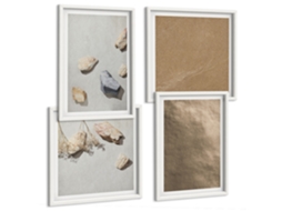 Composição De Quadros Pedras Praia Estruturas Naturais Espelharte (4 Peças)
