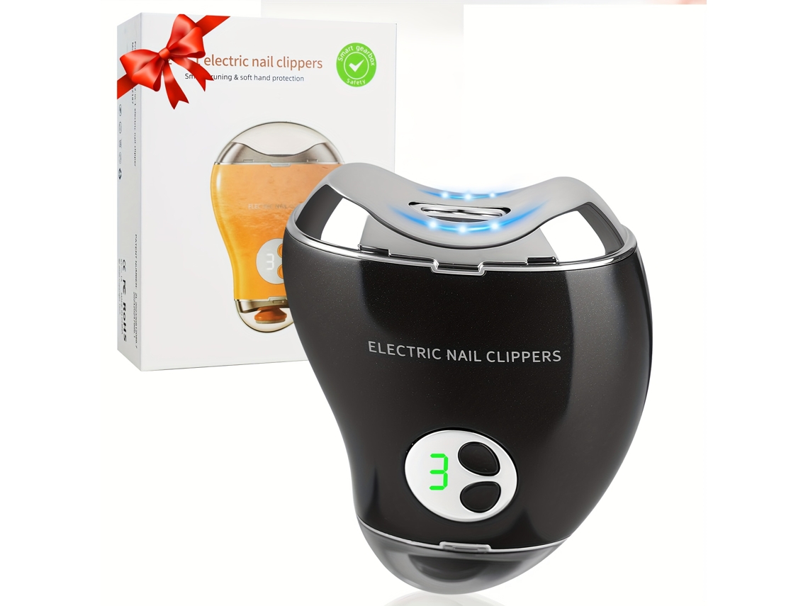 Lixa Cortador de Unhas Elétrico 2 em 1 Forma Manga, Iluminação Led, Tela Lcd de 3 Velocidades STELASPLEN