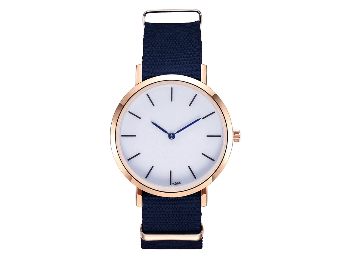Relógio de quartzo masculino Zhoulianfa com pulseira de nylon e mostrador azul royal.