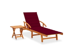 Vidaxl Espreguiçadeira De Jardim Com Mesa E Almofadão Acácia Maciça