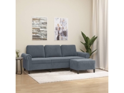 Vidaxl Sofá De 3 Lugares Com Apoio De Pés 180 Cm Veludo Cinza-escuro