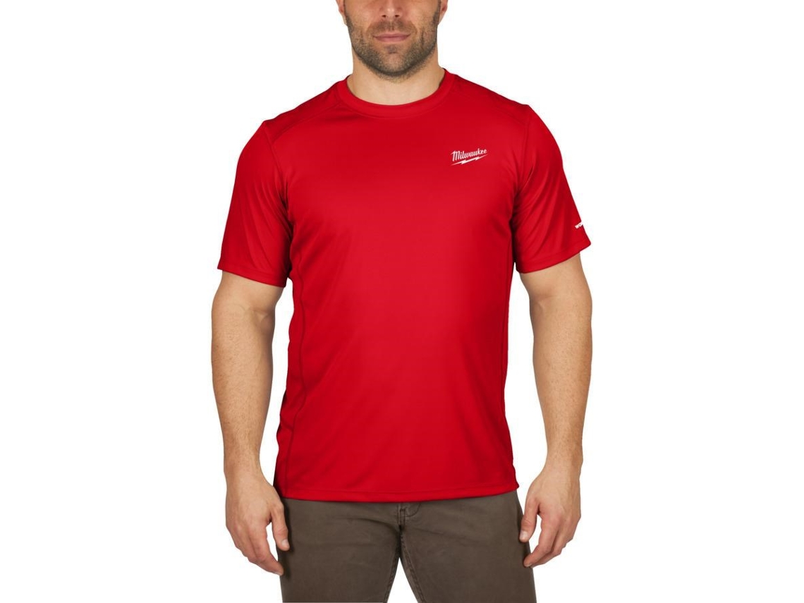 T-shirt de trabalho de manga curta vermelho claro Wwssrd S Milwaukee