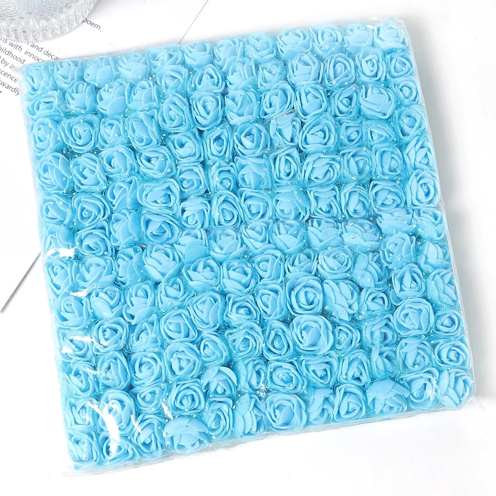 (azul Celeste) Buquê Artificial Com 144 Rosas De 10cm - Acessório Para Presente Diy