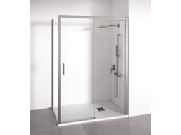 BELLOBATH Paroi de duche angular 1 deslizante + 2 fixos Vidro anticalcário 6mm Prata Largura adaptável 145-150 x 72-75 cm Porta esquerda