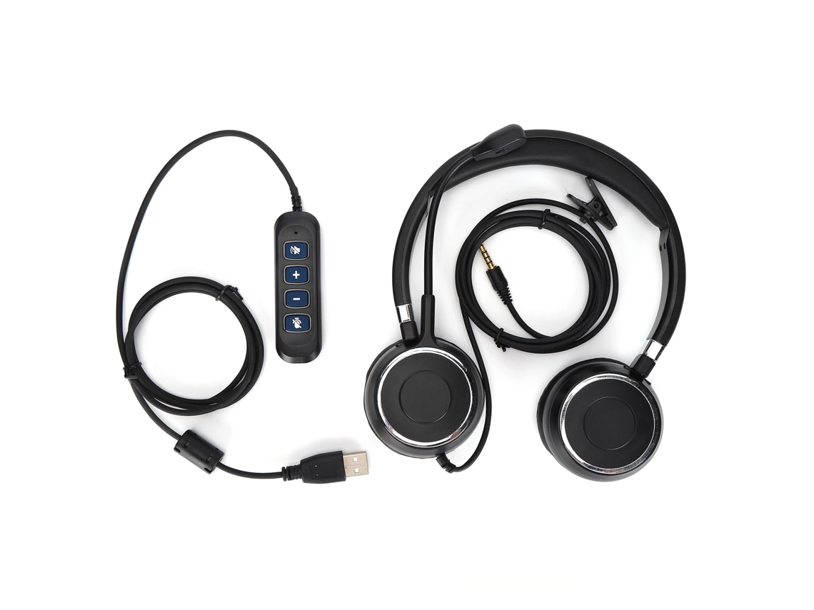 Fone De Ouvido Binaural Com Microfone Anti-ruído Controle De Volume Para Escritório Negócio Chamadas