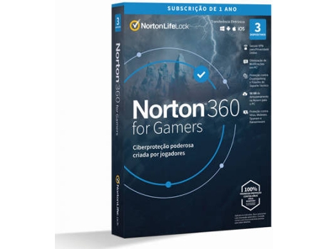 Software NORTON 360 Gamers 50GB (3 Dispositivos - 1 ano - Smartphone, PC e Tablet - Formato Digital)