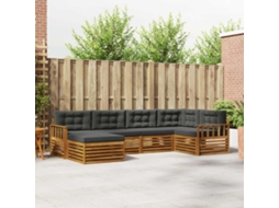 Vidaxl Conjunto De Sofás Para Exterior 6 Unid. Natural E Antracite