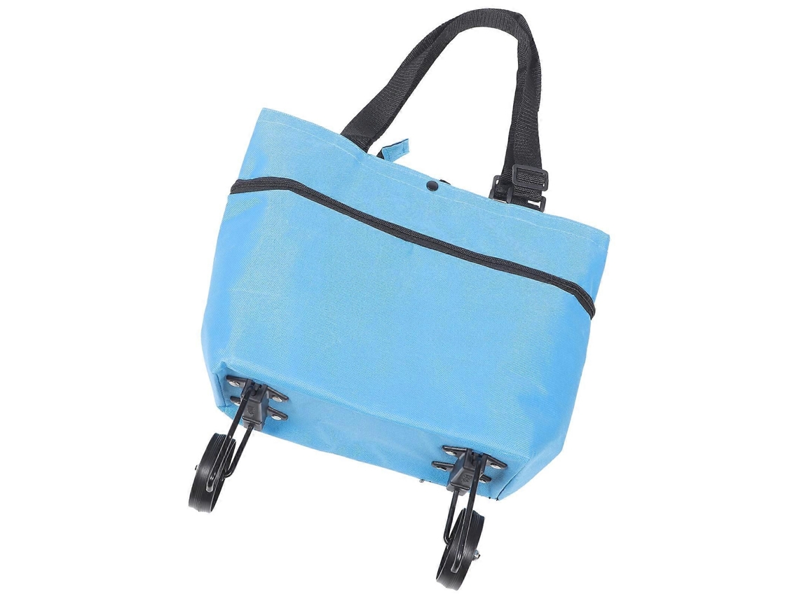 Sacola de Compras Reutilizável com Rodinhas, Dobrável, para Supermercado, Azul, 44x39cm, Grande Capacidade, 1 Unidade. GOKOCO