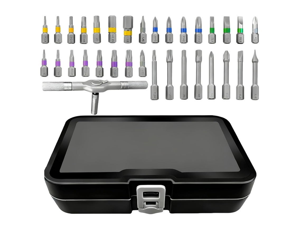 Conjunto De Broca E Ponta Chave Fenda Ergonômica Com Cabo Em T