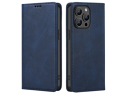 Capa Bloqueio Rfid Para Iphone 15 Pro Max Pele Sintética Com Porta-cartões Azul