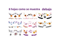 Adesivos de blush para o Halloween, rostos temporários e removíveis, 8 adesivos de tatuagem temporária grátis. MDUG