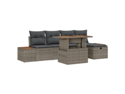 Conjunto 6 Conjunto De Sofás Para Jardim Vidaxl Cinzento Vime Pe (100 X 55 X 73 Cm)