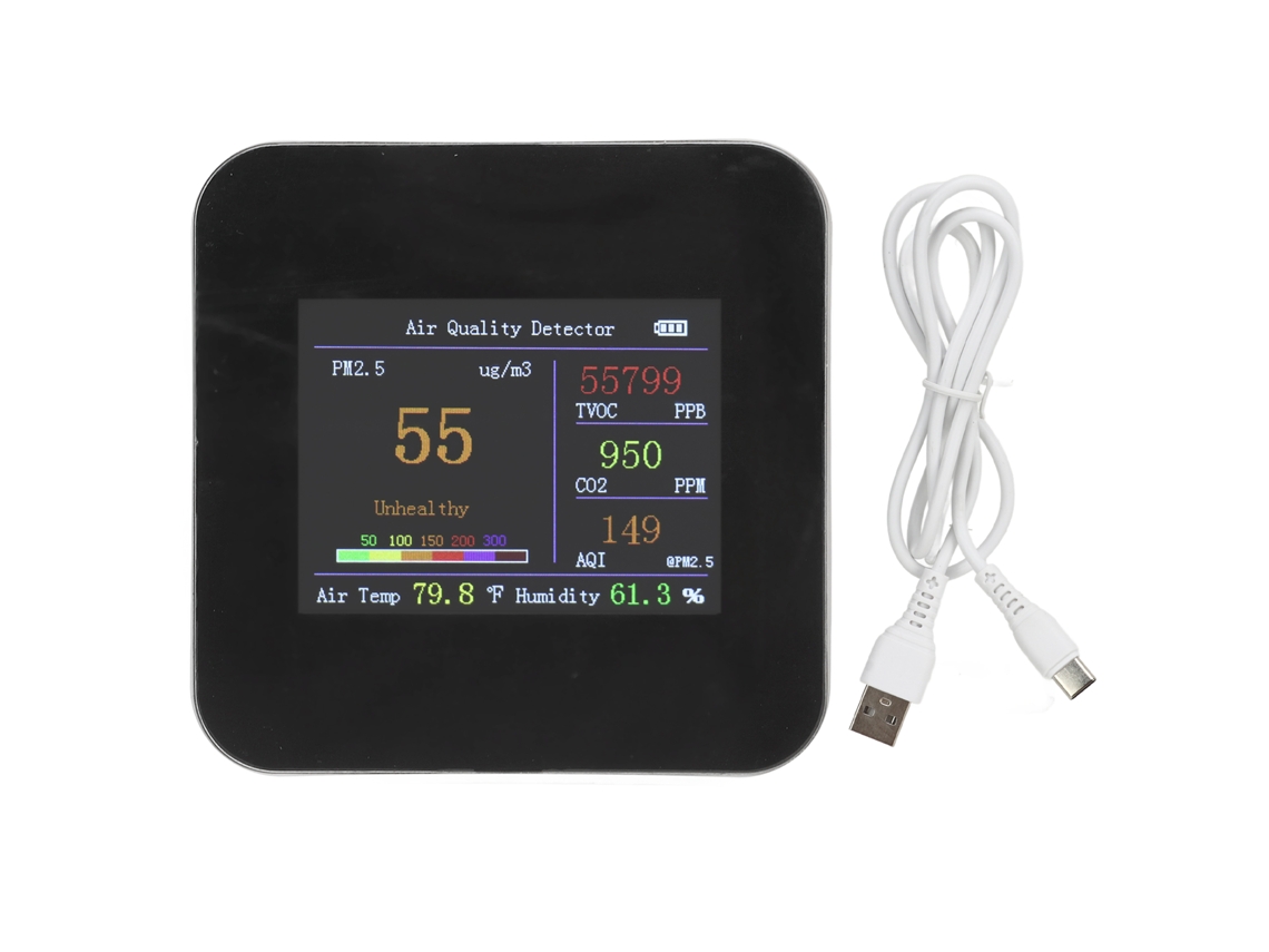 Monitor De Qualidade Do Ar Indoor Pm2.5 Co2 Com Bateria