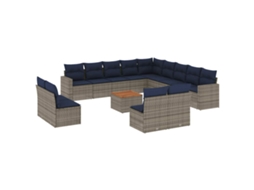 Conjunto de 14 Sofás P/ Jardim C/ Almofadões Vime Pe Cinzento MAISON EXCLUSIVE (14 pcs)