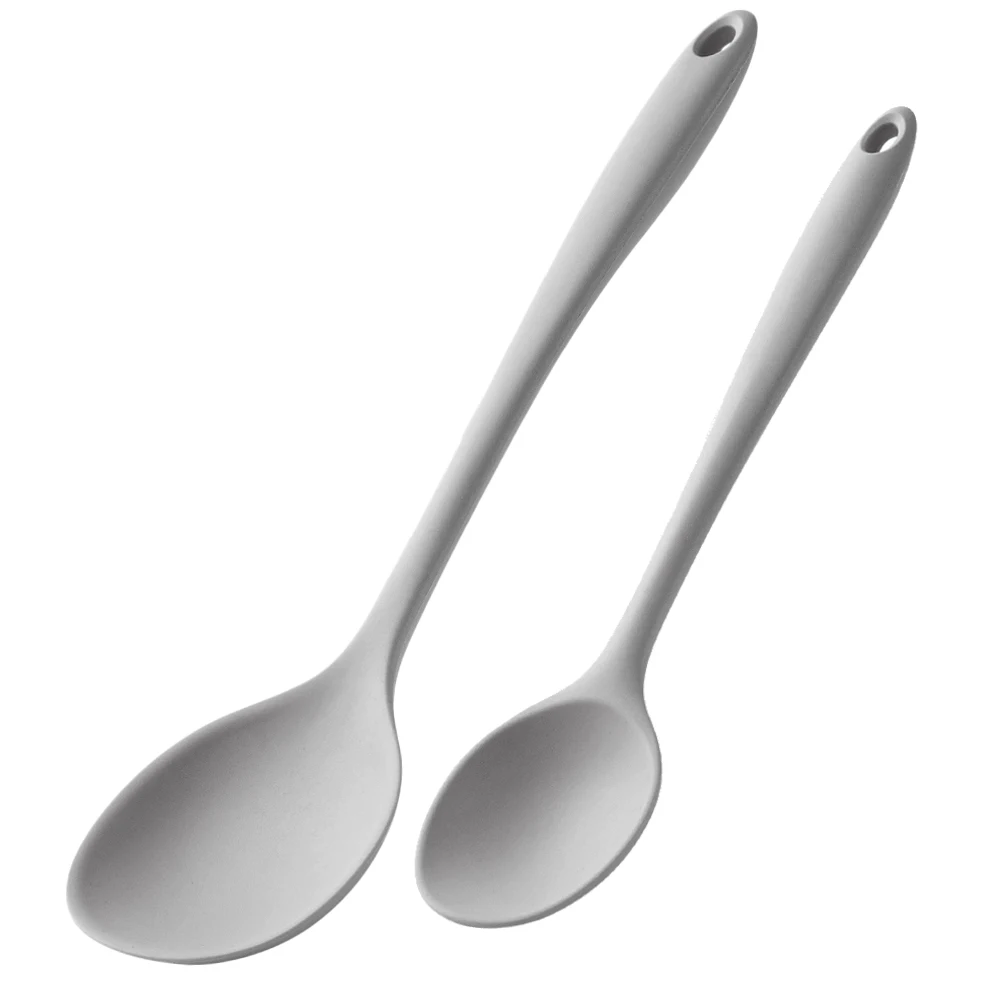 Colheres de Sopa de Silicone, Antiaderentes e Resistentes Ao Calor, com Cabo Longo, Ideais para Cozinhar em Casa. MDUG (conjunto Cinza de 2 Peças)