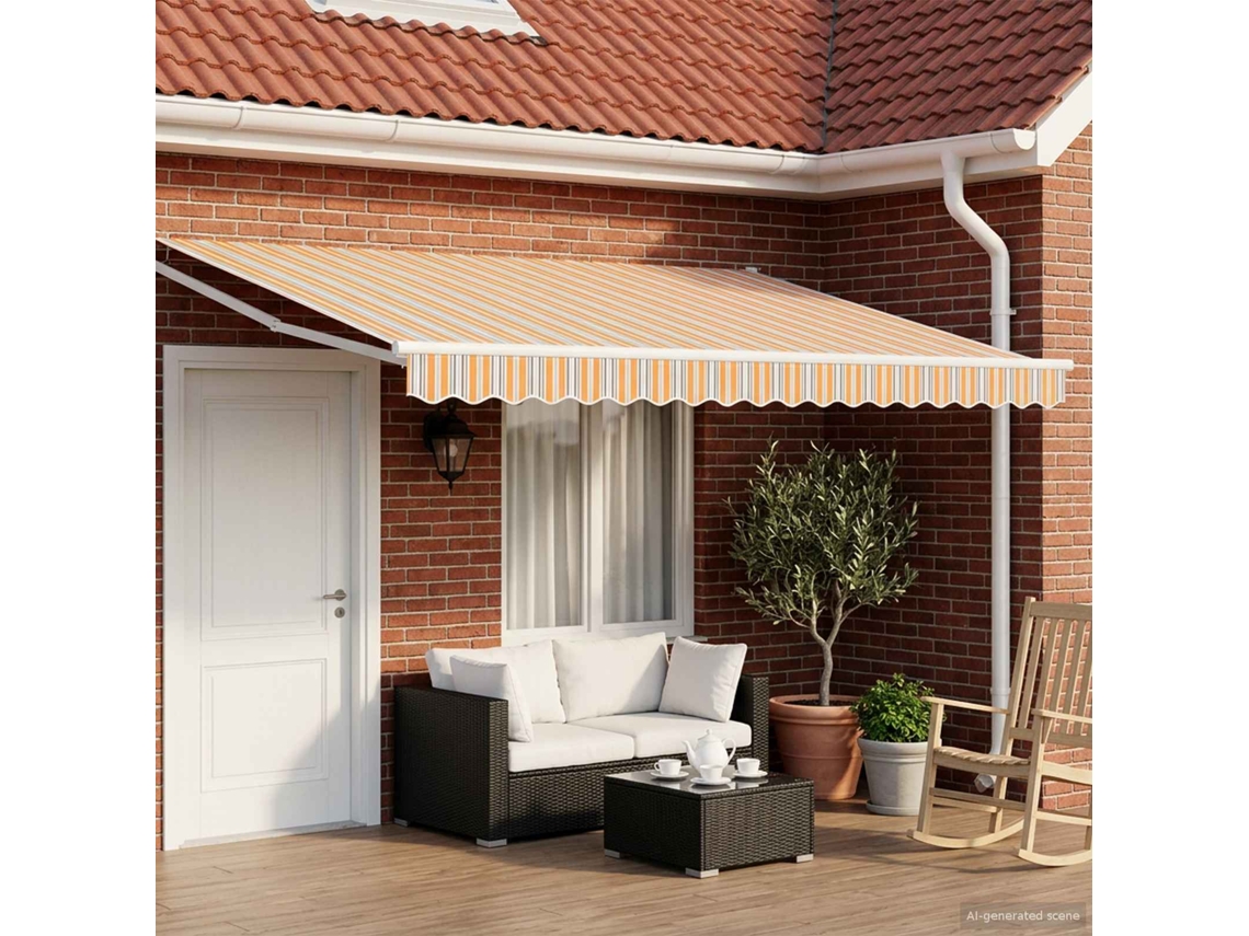 Vidaxl Toldo Retrátil Elétrico Cinzento, Laranja, Branco 5 X 3 M
