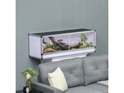 Terrário de alumínio para répteis, anfíbios e aracnídeos, 120x40x40cm, com malha, branco, prateado e preto