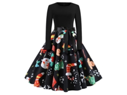 Laxiscreed Vestido Vintage Feminino Estampado Floco De Neve Para Natal E Eventos Festivos