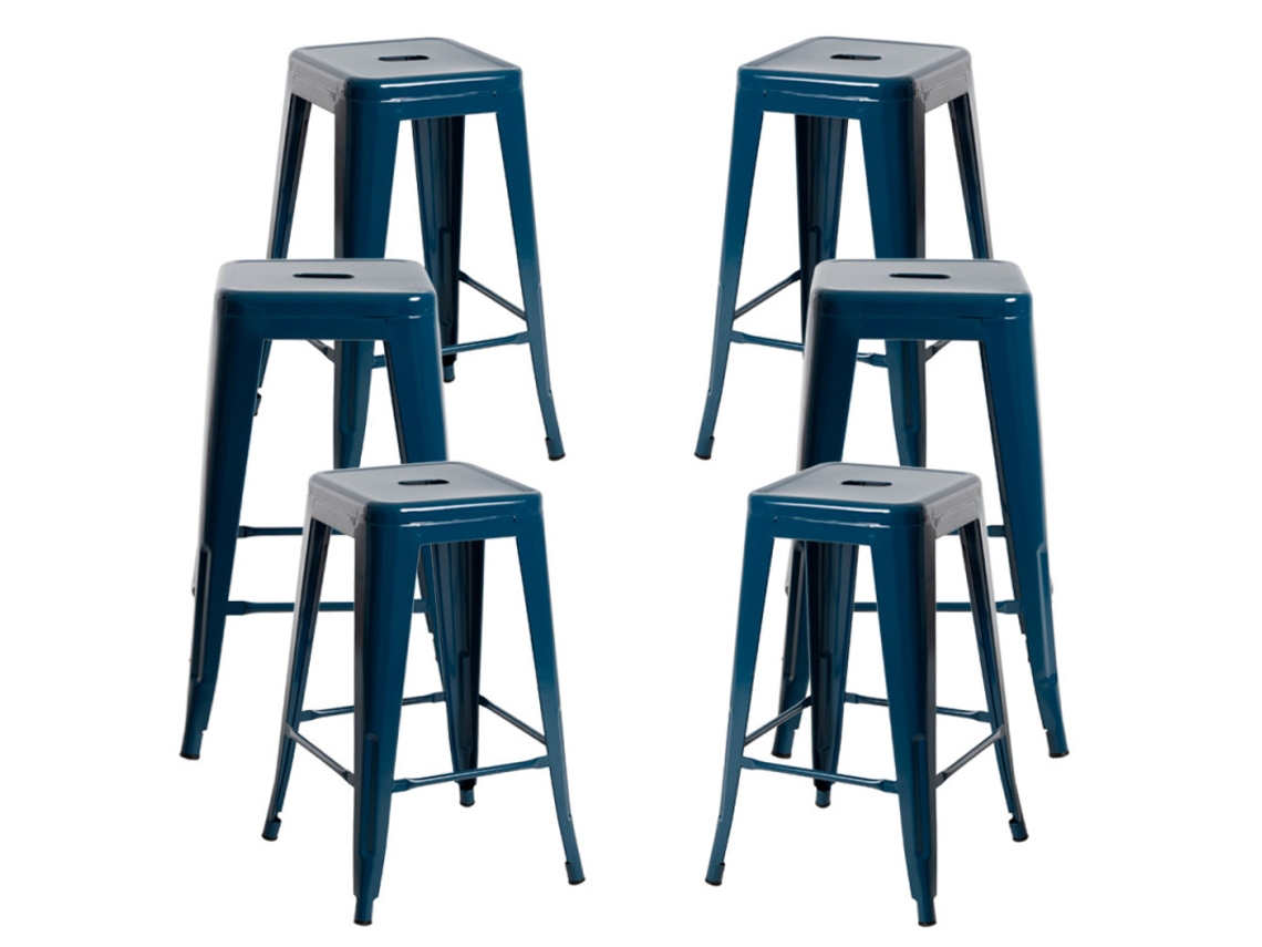 Pack 6 Bancos Torix Baixos 65 Cm - Azul Petróleo