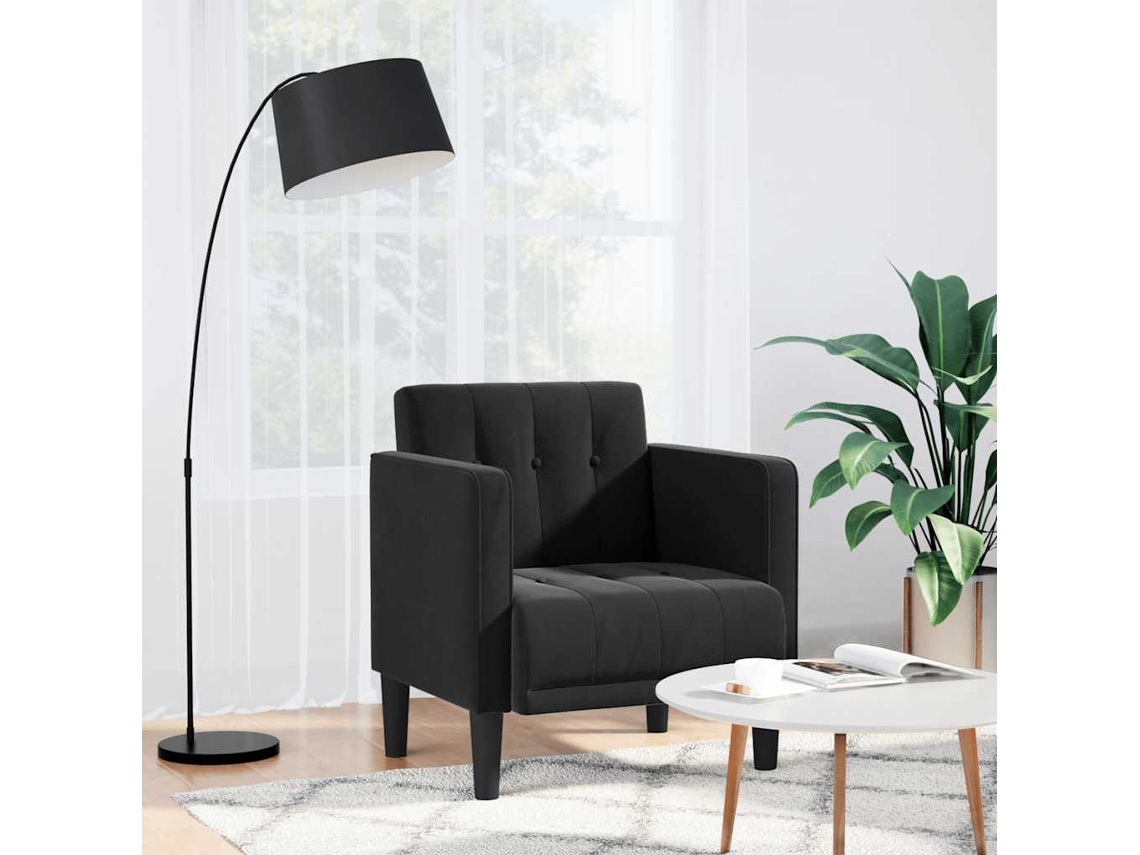 Vidaxl Poltrona Com Apoio De Braços 53 Cm Veludo Preto