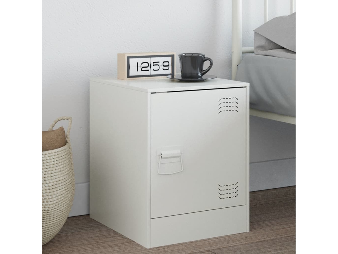 Vidaxl Mesa De Cabeceira 34,5x39x44 Cm Aço Branco