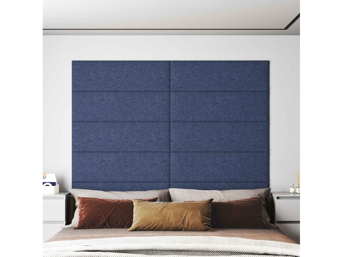 Vidaxl Cabeceira De Parede 12 Unid. 90 X 30 Cm Azul Tecido