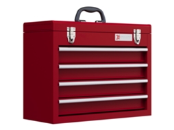 Caixa de ferramentas com 4 gavetas, compartimento superior, aço, alça de transporte, 51x22x39,5cm, vermelha BTFORUS
