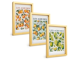 Composição De Quadros Padrões De Frutas Cítricas Em Tons Pastel Espelharte (3 Peças 20x30 Cm)