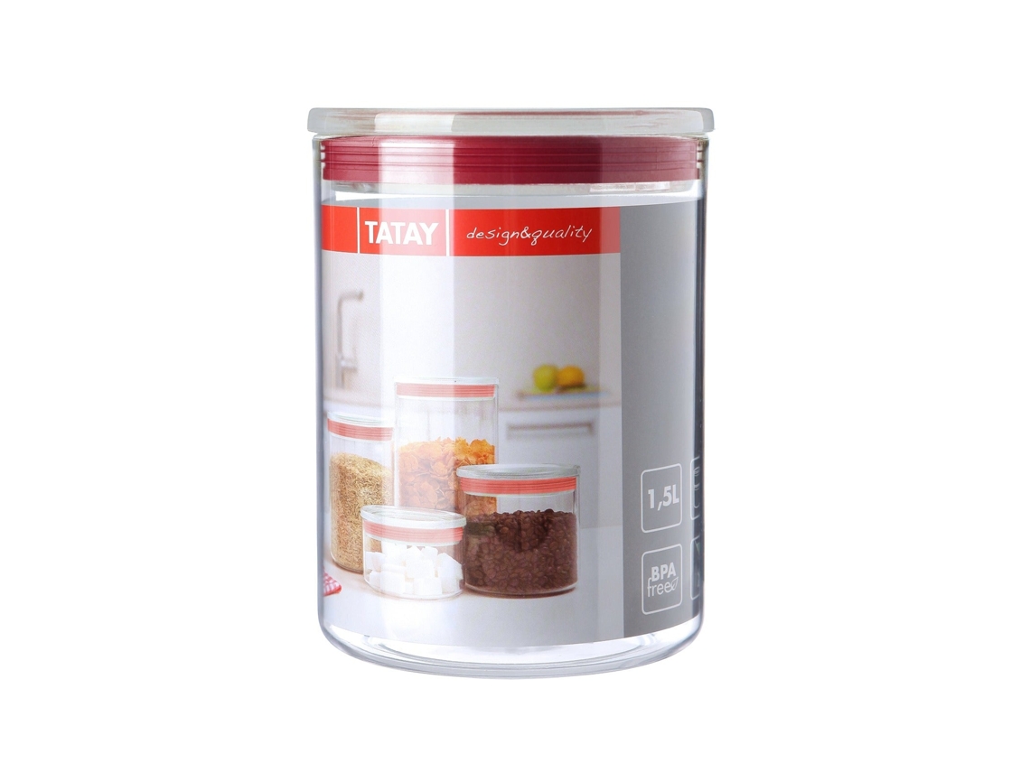 Jarro Hermético TATAY Redondo (1.5L - Vermelho - 12.5 x 12.5 x 17cm - Poliestireno)