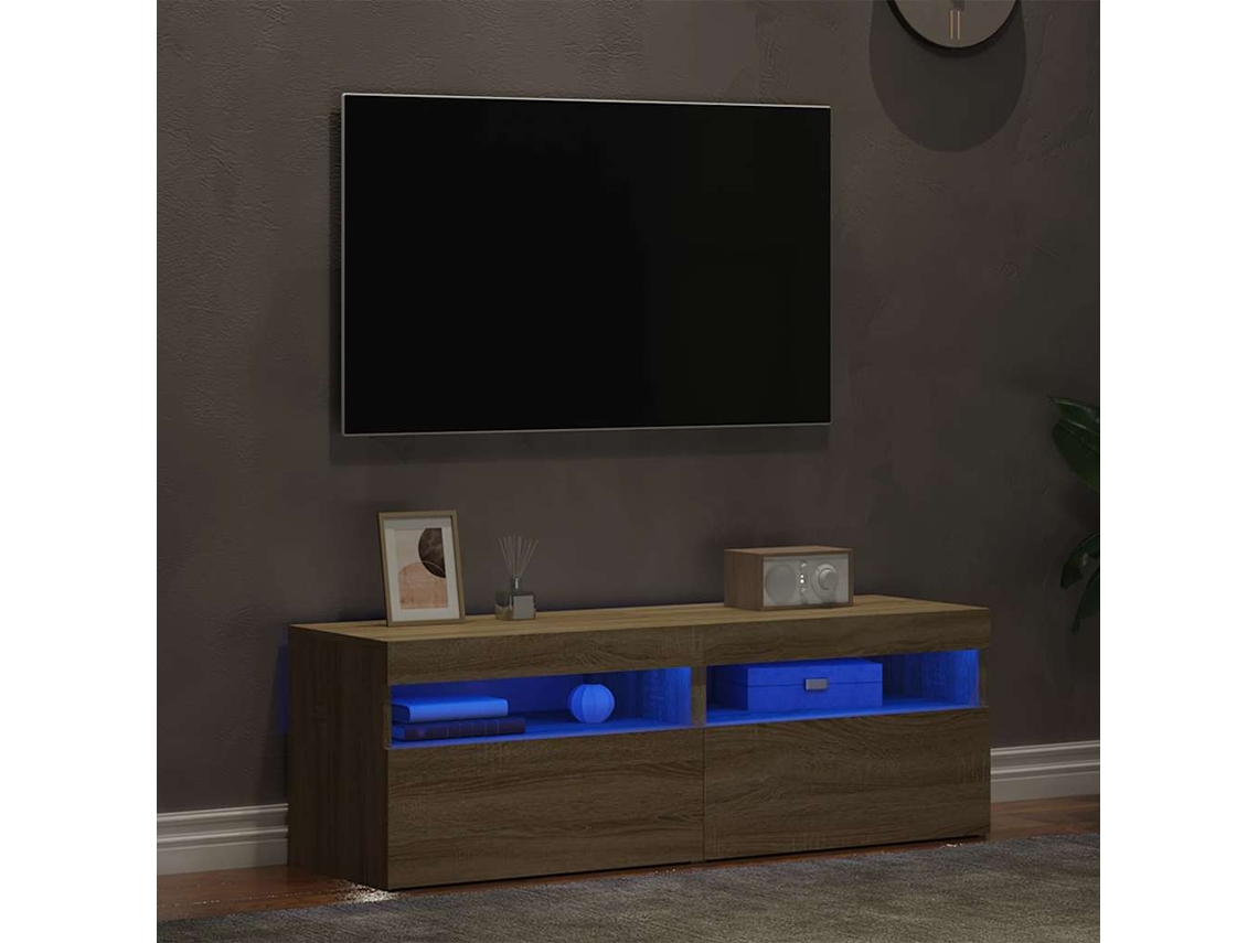 Vidaxl Móveis De Tv Com Luzes Led 2 Pcs 60x35x40 Cm Carvalho Sonoma