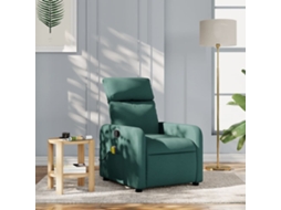 Vidaxl Poltrona De Massagens Reclinável Tecido Verde-escuro