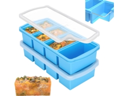 Conjunto De 2 Formas De Silicone Para Congelador Com Tampa, Recipiente Para Congelar Sopa, Forma Grande Para Cubos De Gelo(azul)