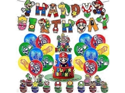 Kit De Balões Do Super Mario, Suprimentos Para Festa De Aniversário, Balões, Banners, Decorações Para Bolo