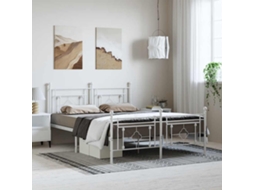 Vidaxl Estrutura De Cama Com Cabeceira E Pés 193x203 Cm Metal Branco